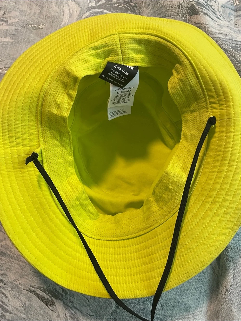 The North Face Kids Neon Yellow Bucket Hat with Black Logo Band